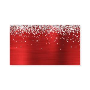 Silver Glitter Red Foil Blank Place Card
