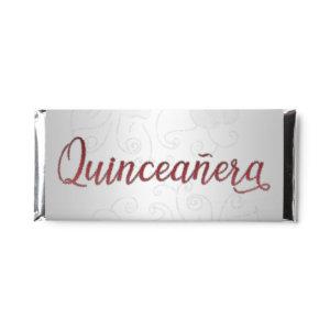 Silver Glitter Red QUINCEAÑERA Hershey Bar Favors