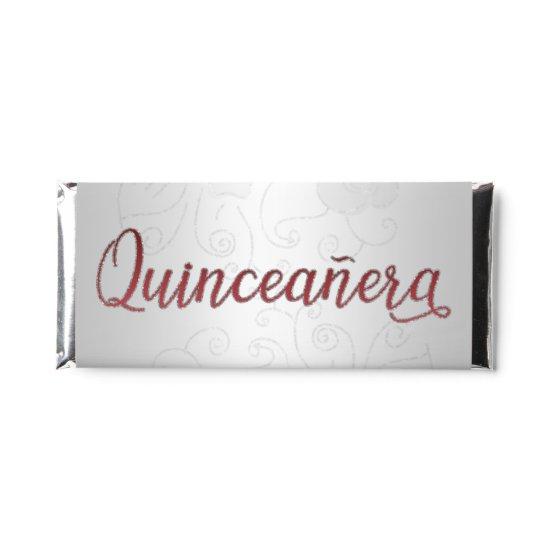 Silver Glitter Red QUINCEAÑERA Hershey Bar Favors