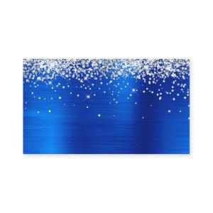 Silver Glitter Royal Blue Foil Blank Place Card