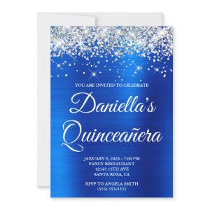 Silver Glitter Royal Blue Foil Quinceañera