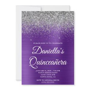 Silver Glitter Royal Purple Foil Quinceañera
