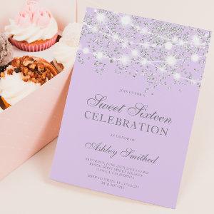 Silver glitter sparkles lavender sweet sixteen