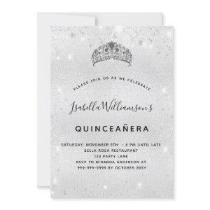 Silver glitter tiara crown Quinceanera