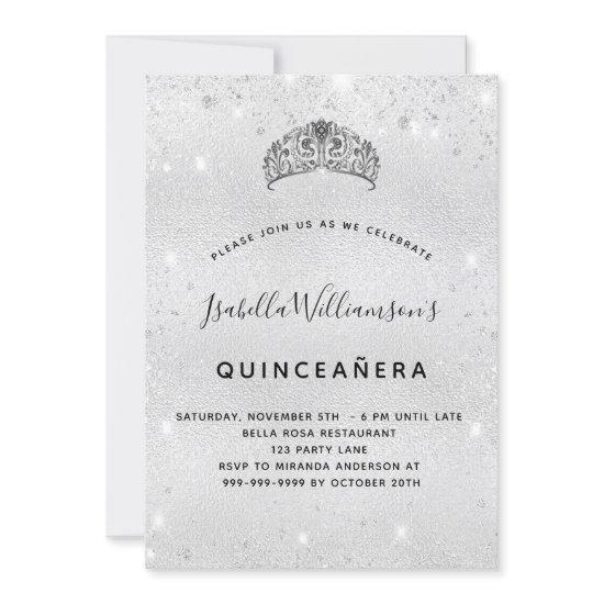 Silver glitter tiara crown Quinceanera