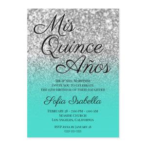 Silver Glitter Turquoise Ombre Mis Quince Años