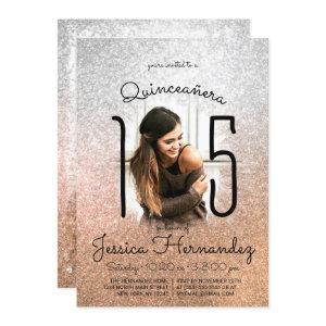 Silver Gold Glitter Ombre Halo Photo Quinceañera