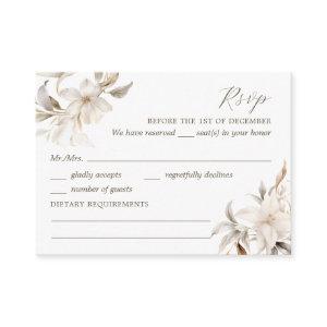 Silver, Gold & White Floral Quinceañera RSVP Enclosure Card