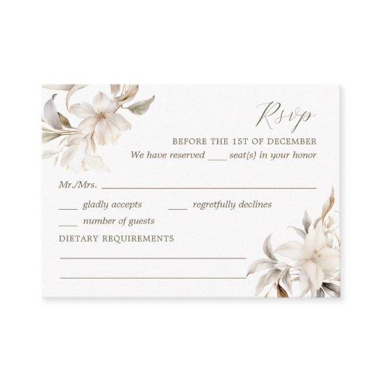 Silver, Gold & White Floral Quinceañera RSVP Enclosure Card