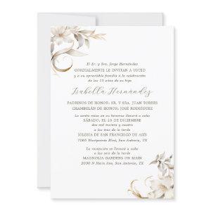 Silver, Gold & White Floral Spanish Quinceañera
