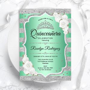 Silver Green Elegant Quinceanera