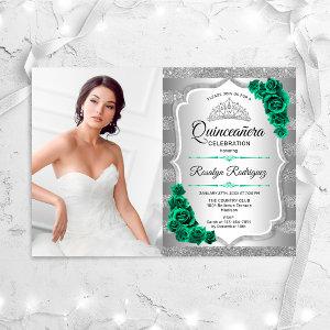 Silver Green Quinceanera Party With Photo