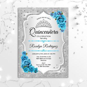 Silver Icy Blue Turquoise Quinceanera