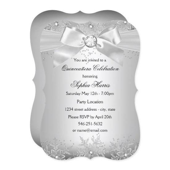 Silver Jewel Bow Snowflake Quinceanera