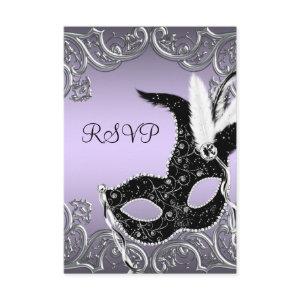 Silver Lavender and Black Masquerade Party RSVP