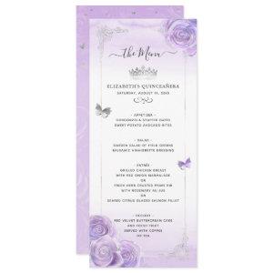 Silver Light Purple Roses Elegant Floral Menu