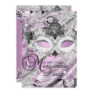 Silver Lilac Sparkle Mask Masquerade Quinceanera