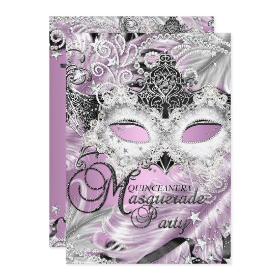Silver Lilac Sparkle Mask Masquerade Quinceanera