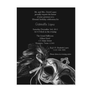 Silver Masquerade Ball Quinceanera 15th Birthday Postcard