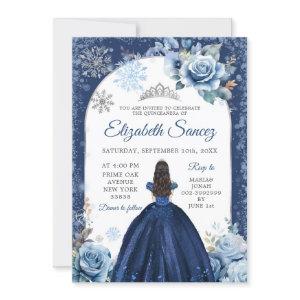 Silver Navy Blue Magical Winter Snowflake 15 Años