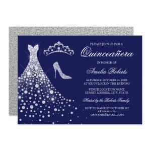Silver Navy Diamond Dress Tiara Quinceanera
