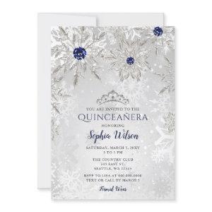 Silver Navy Snowflakes Tiara Quinceañera