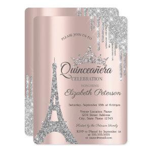 Silver Paris Eiffel Tower,Drips Quinceañera