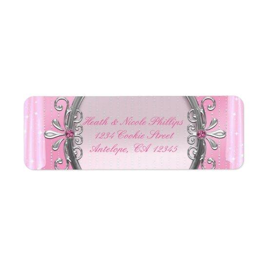 Silver & Pink Fancy Frame Party Address Labels