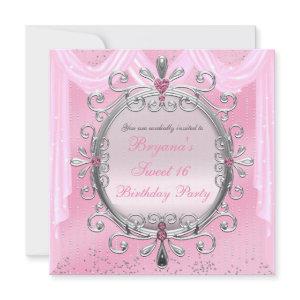 Silver Pink Fancy Frame Sweet 16 Party