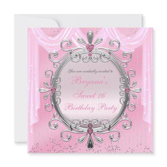 Silver Pink Fancy Frame Sweet 16 Party