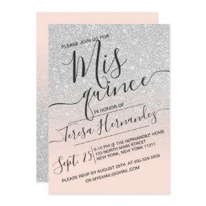 Silver Pink Faux Sparkly Glitter Ombre Quinceañera