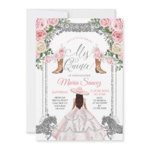 Silver & Pink Floral Charra Quinceanera Birthday