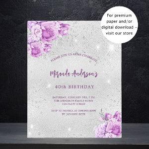 Silver pink flowers budget birthday  flyer