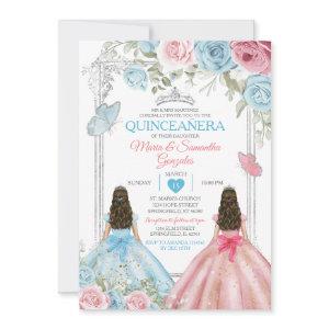 Silver Pink & Pastel Blue Butterfly Quinceañera