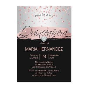 Silver Pink Rose Gold Foil Black QUINCEANERA 15