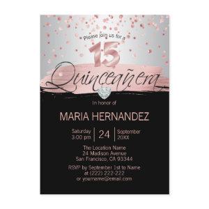 Silver Pink Rose Gold Foil Black QUINCEANERA 15