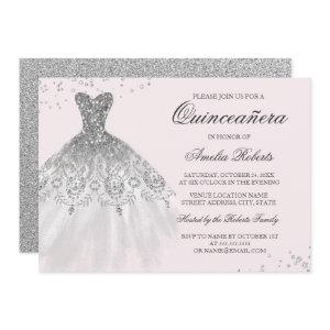 Silver Pink Sparkle Dress Quinceanera