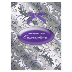 Silver Purple Damask Elegant Purple Quinceanera