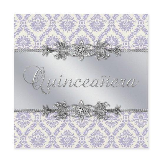 Silver Purple Damask Quinceanera