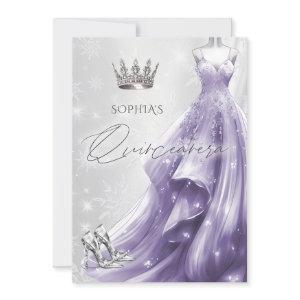 Silver Purple Dress Winter Snowflakes Quinceañera