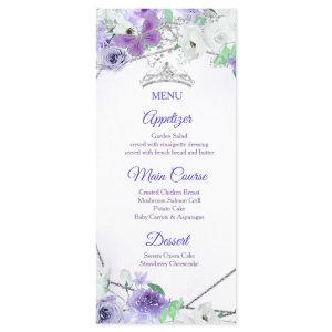 Silver & Purple Dresses Quinceañera Menu Card