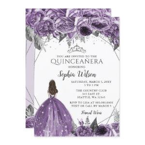Silver Purple Floral Princess Quinceañera