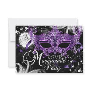 Silver Purple Mask Star Night Masquerade RSVP