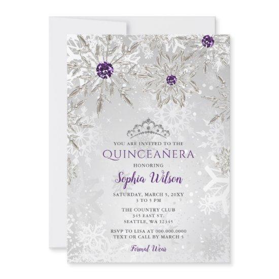 Silver Purple Snowflakes Tiara Quinceañera