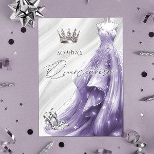 Silver Purple Sparkle Dress Quinceañera Quince