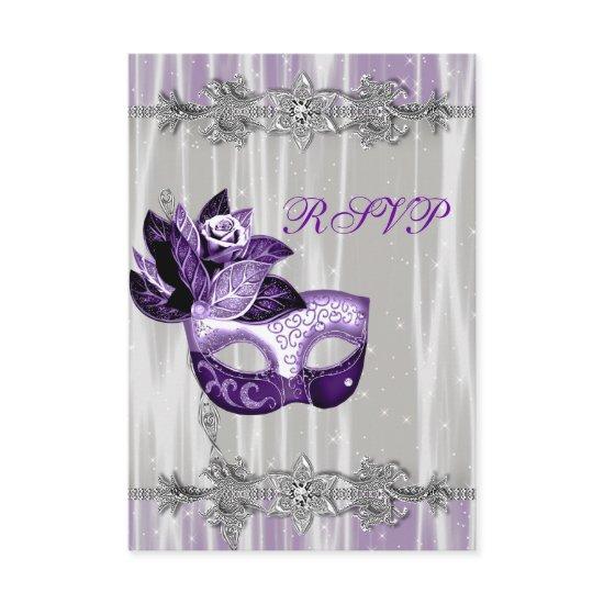 Silver Purple Sparkle Purple Masquerade Party RSVP