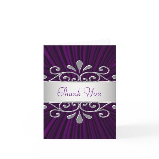 Silver Purple Velvet Purple Thank You Cards