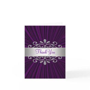 Silver Purple Velvet Purple Thank You Cards