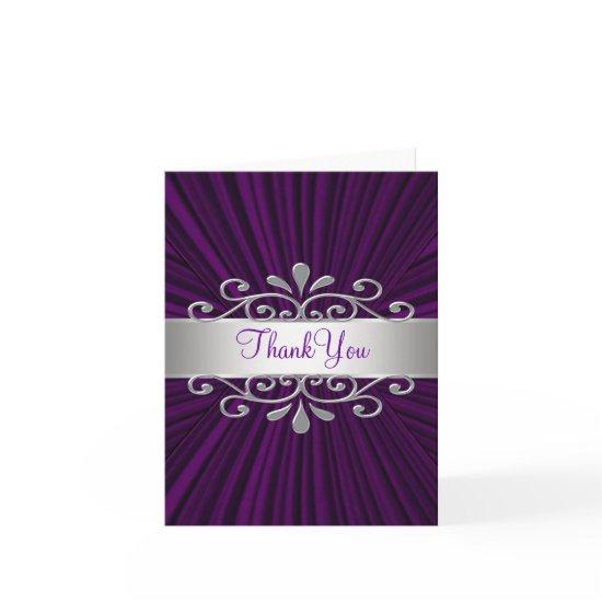 Silver Purple Velvet Purple Thank You Cards