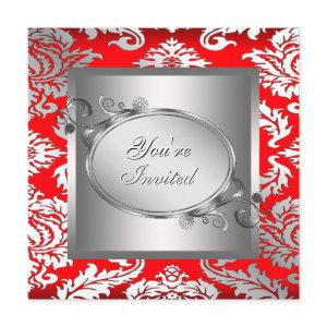 Silver Red Black Damask Party